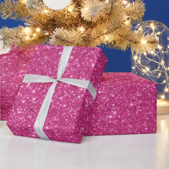 Helles heißes Rosa Funkelndes rosa Glittermuster Geschenkpapier (Feiertage)