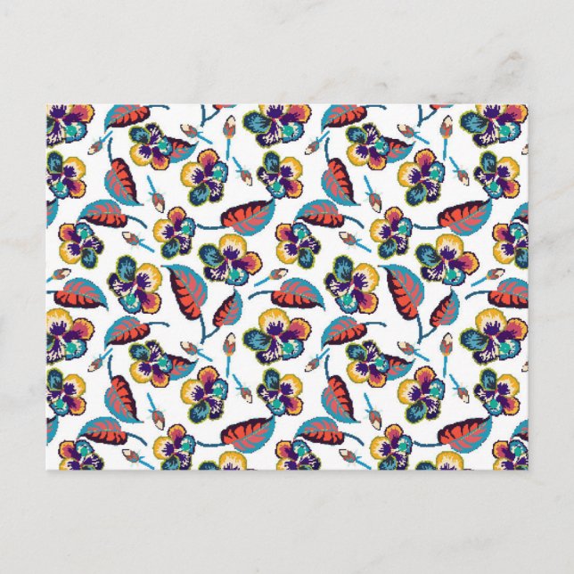 Helles Hibiskus Muster Feiertagspostkarte (Vorderseite)