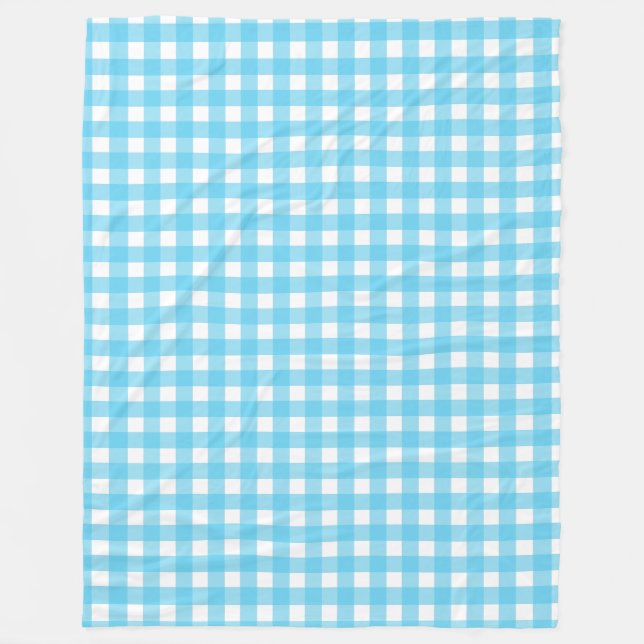 Helles Himmelblau Gingham Fleecedecke (Vorderseite)