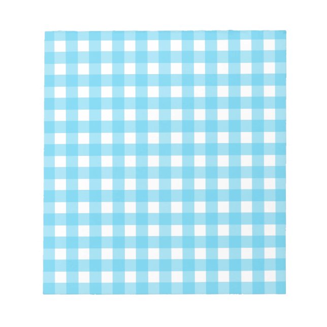 Helles Himmelblau Gingham Notizblock (Vorderseite)