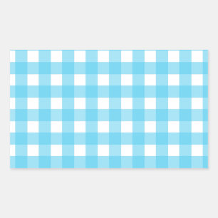 Helles Himmelblau Gingham Rechteckiger Aufkleber