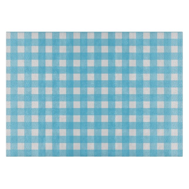 Helles Himmelblau Gingham Schneidebrett (Vorderseite)