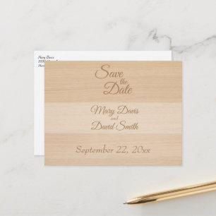 Helles Kiefernholz Save The Date Postkarte