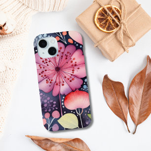 Helles, kräftiges rosa florales Wasserfarben-Boho Case-Mate iPhone Hülle