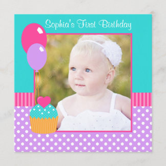 Helles Kuchen-Polka-Punkt-Mädchen-1. Einladung