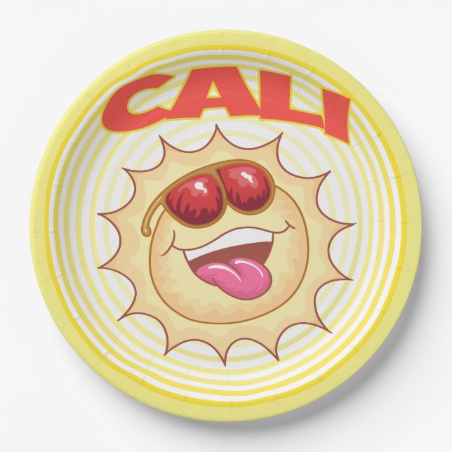 Helles Lächeln Cali Sun Pappteller (Vorderseite)