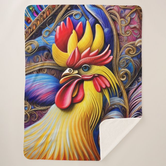 Helles, lebendiges Rooster Sherpadecke (Vorderseite)