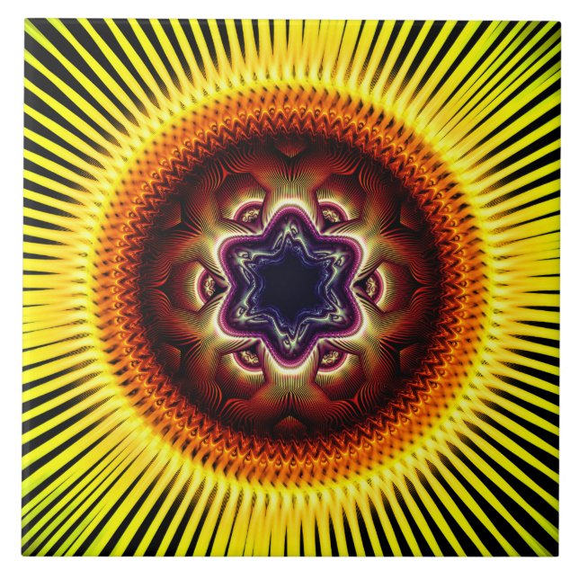 Helles leuchtendes psychedelisches Ornament Fliese (Vorderseite)