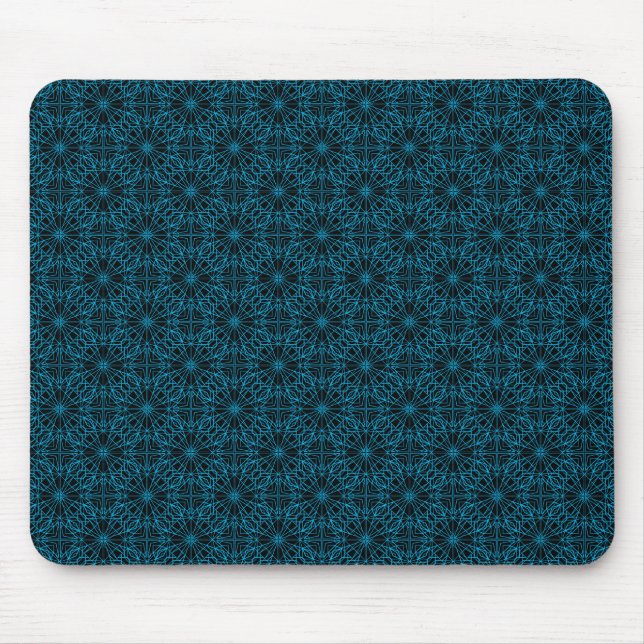 Helles Licht Blau Geometrisches Symmetriemuster Mousepad (Vorne)