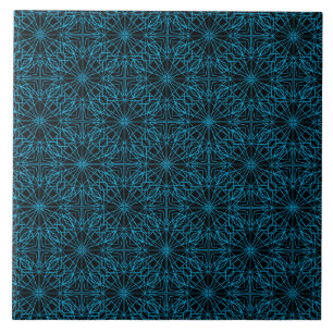 Helles Lichtblau Schwarzes Geometrisches Symmetrie Fliese
