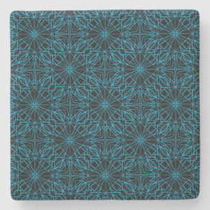 Helles Lichtblau Schwarzes Geometrisches Symmetrie Steinuntersetzer