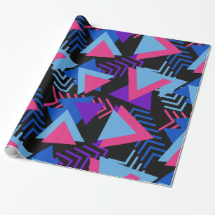 Helles Lila, Blau, Rosa 80er Hintergrundmuster Geschenkpapier