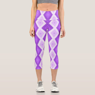Helles lila Diamantmuster Capri Leggings
