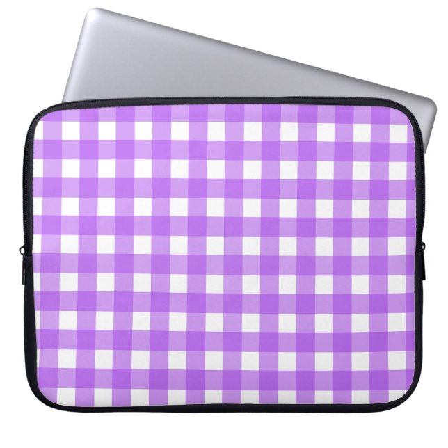 Helles lila Gingham Laptopschutzhülle (Vorderseite)