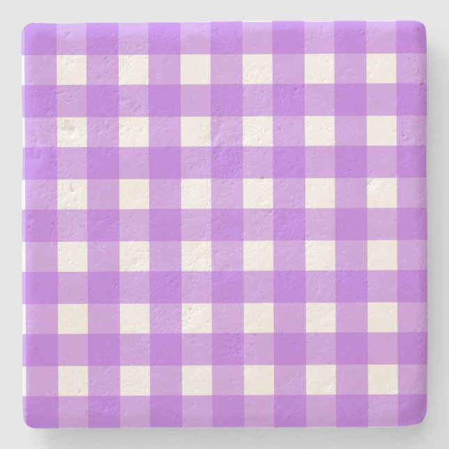 Helles lila Gingham Steinuntersetzer (Vorderseite)