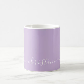 Helles Lila Mauve Weiß Minimalistischer Name 015 Kaffeetasse