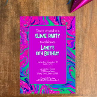 Helles Lila rosa Glitzer Geburtstag Slide Party Einladung