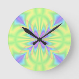Helles lila und grünes Muster Runde Wanduhr