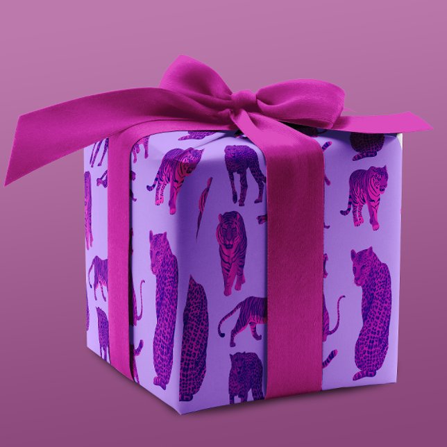 Helles, Lila und heiß rosa Leopard & Tiger Muster Geschenkpapier (Von Creator hochgeladen)