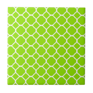 Helles Limones grünes und weißes Quatrefoil Muster Fliese