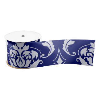 Helles Marine-Blau-Damast-Muster Satinband