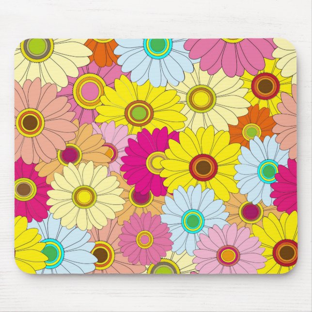Helles mehrfarbiges Blumenhintergrund Mousepad (Vorne)
