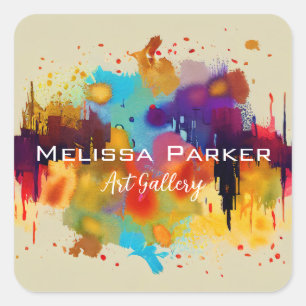 Helles, modernes Cooles Abstraktes Aquarellbusines Quadratischer Aufkleber