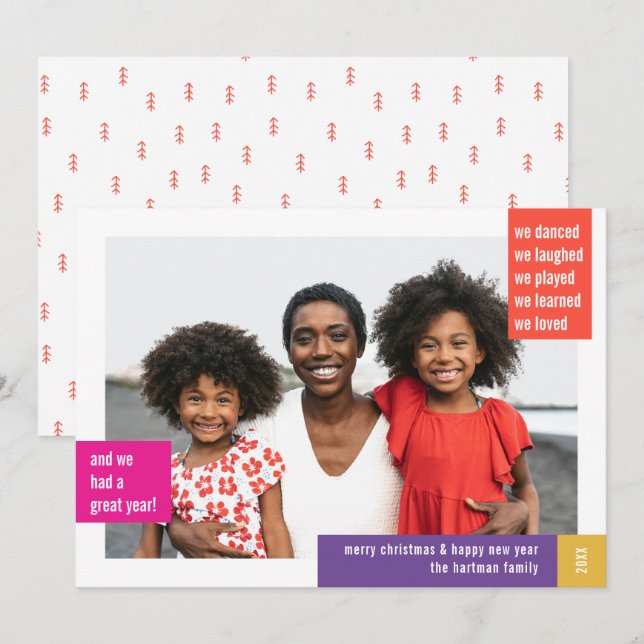 Helles, modernes Farbblock Foto Weihnachten (Vorne/Hinten)