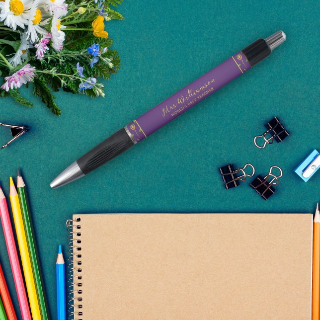 Helles, modernes Pen des Blumenlehrers Kugelschreiber (Bright Modern Floral Teacher's Pen. Say thank you with this personalised gift.)