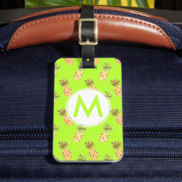 Helles Monogramm tropisches Ananas-Muster Gepäckanhänger