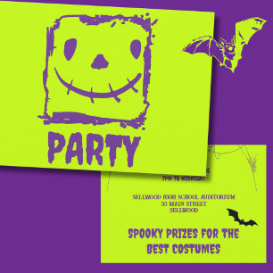 Helles Monster Face Imitats Neones Halloween-Party Einladung