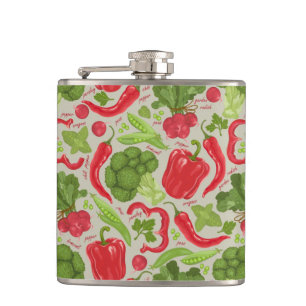 Helles Muster aus frischem Gemüse Flachmann