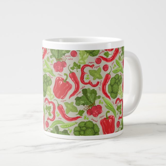 Helles Muster aus frischen Gemüsen Jumbo-Tasse (Vorderseite Rechts)