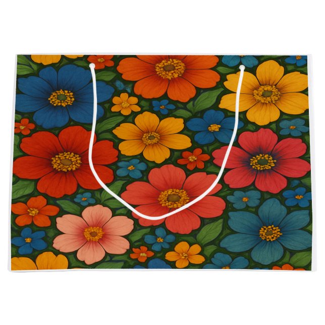 Helles Muster nahtloser Wildblume Große Geschenktüte (Vorderseite)