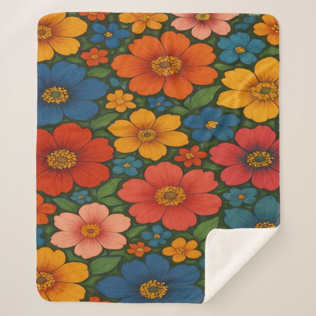 Helles Muster nahtloser Wildblume Sherpadecke (Vorderseite)