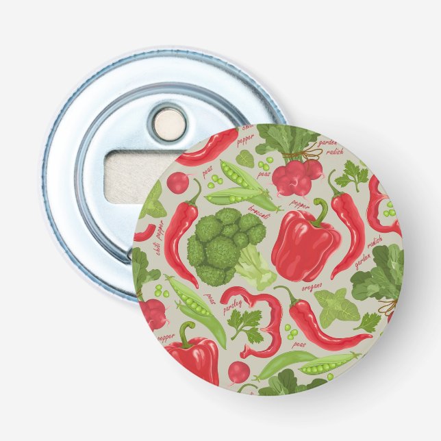 Helles Muster vom Frischgemüse Flaschenöffner (Vorderseite)