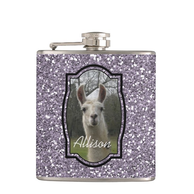 Helles n-Funkelnlama in Smokey Lavendel Flachmann (Vorderseite)