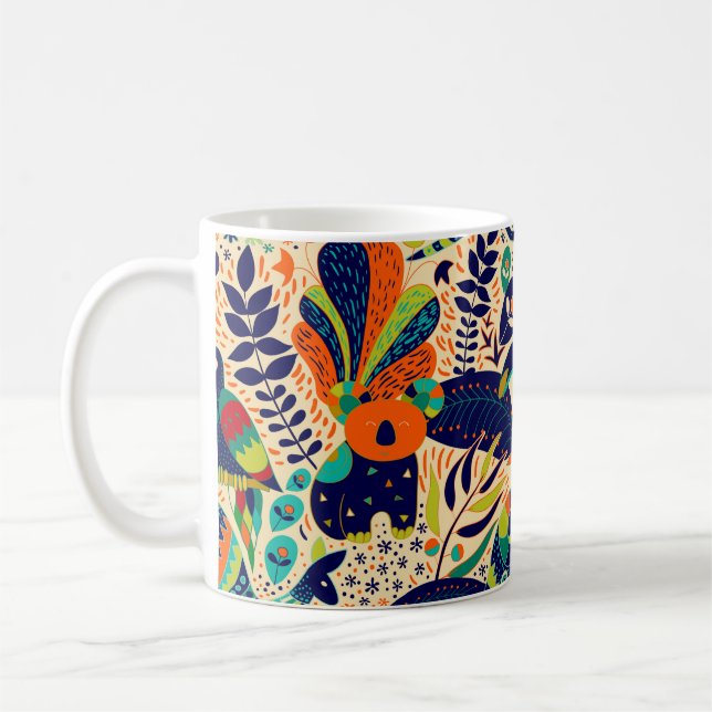 Helles, nahtloses Muster. Gelber floraler Hintergr Kaffeetasse (Links)