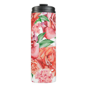 Helles, nahtloses Muster mit Blume. Rose. Wasser Thermosbecher