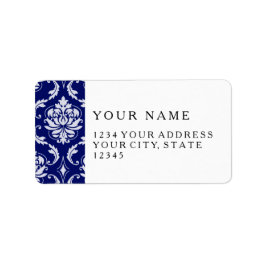 Helles Navy Blue Damask Muster Adressaufkleber