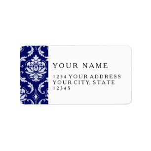 Helles Navy Blue Damask Muster Adressaufkleber