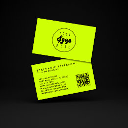 Helles Neon-Gelb Benutzerdefiniertes Firmenlogo QR Visitenkarte