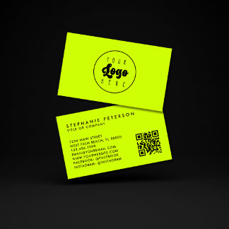 Helles Neon-Gelb Benutzerdefiniertes Firmenlogo QR Visitenkarte