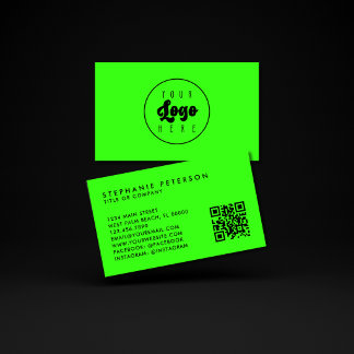 Helles Neon Grün Benutzerdefiniertes Firmenlogo QR Visitenkarte