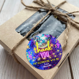 Helles Neon Pink Glow Disco Dance Party Vielen Dan Runder Aufkleber