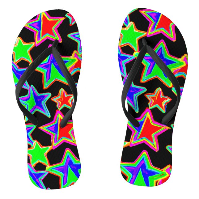 Helles Neon-Sternenlicht-Muster Flip Flops (Fußbett)