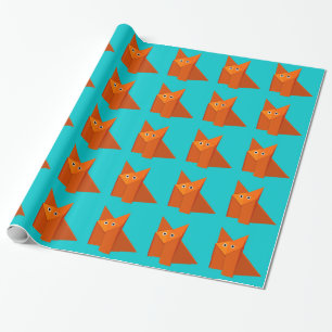 Helles niedliches Origami Fox-Muster Geschenkpapier