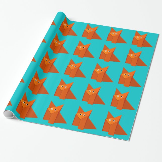 Helles niedliches Origami Fox-Muster Geschenkpapier (Ungerollt)