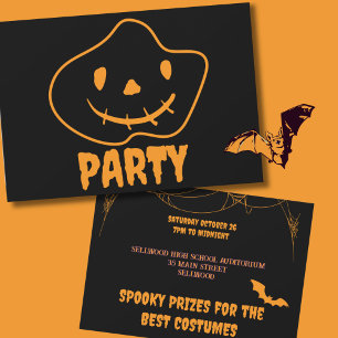Helles Orange Black Monster Face Halloween-Party Einladung