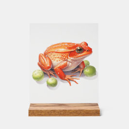 Helles Orange Frog Desk Zeichen fett Naturell Acrylschild